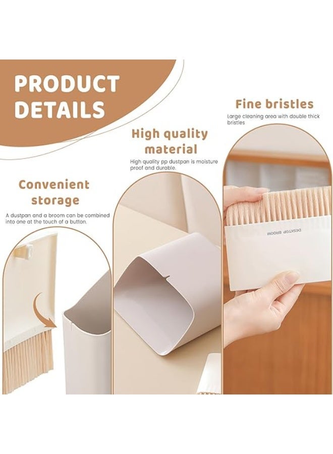 Small Broom and Dustpan Set, Soft Bristle Whisk Dust Pan and Brush Set, Mini Hanging Wall Mounted Trash Can, for Cleaning Desktops, Keyboard, Drawer, Sofa - Image 4